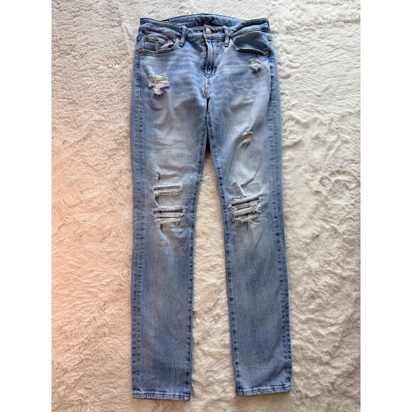 American Eagle Men's Jeans Cotton Blend Blue Size 30x34 Athletic Skinny Distress - Picture 1 of 5